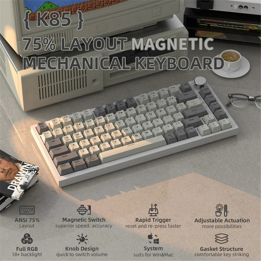 ATTACK SHARK K85 Type-C Wired Mechanical Keyboard Wired 82 Keys Magnetic Switch RGB Gaming Keyboard