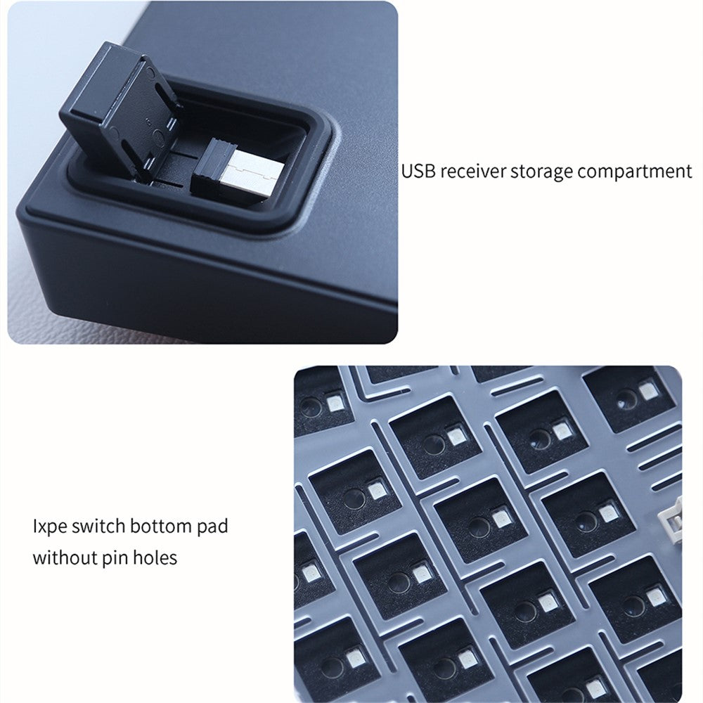ABM066 2.4G Wireless+USB Wired+Bluetooth-compatible Mechanical Gasket-mount Keyboard Kit