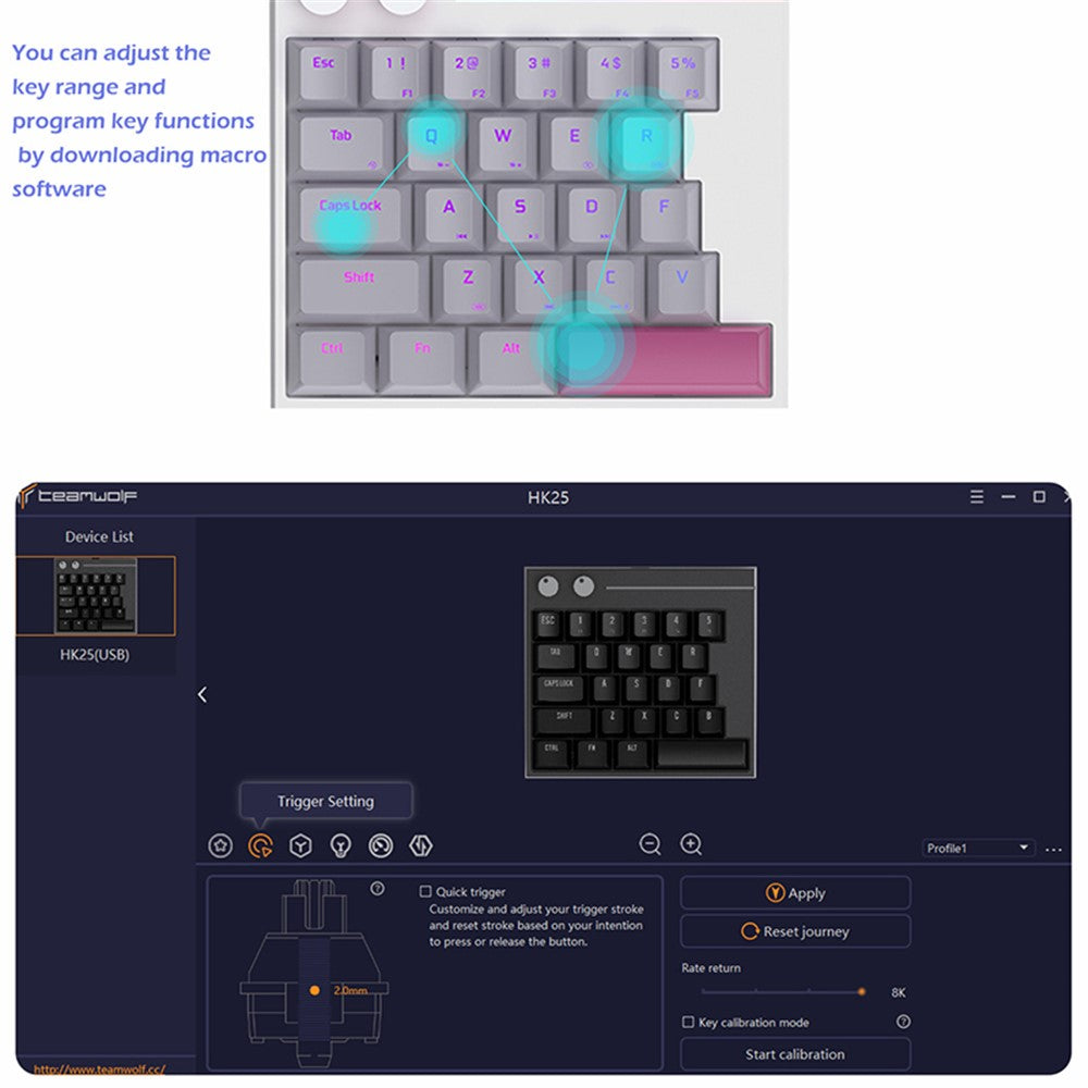 TEAM WOLF HK25 Magnetic Axis Mechanical Keyboard One-Handed Operation Gaming Keypad