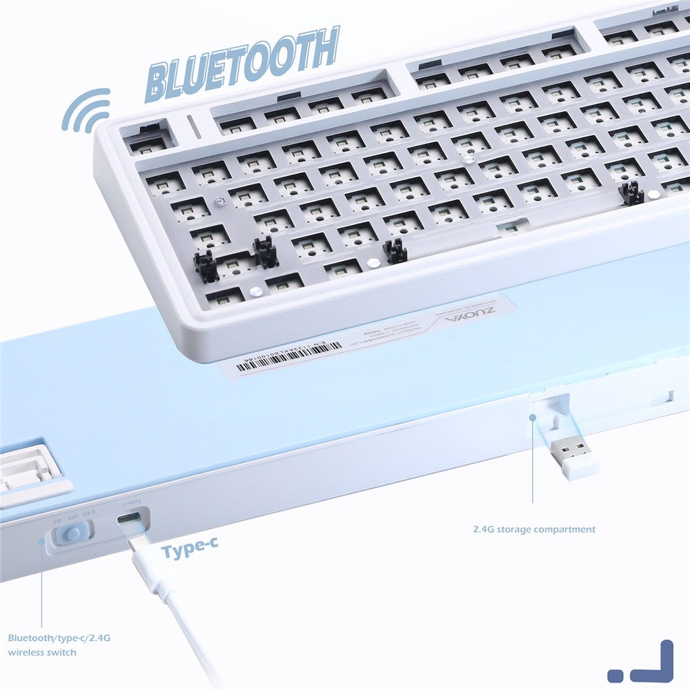 LS01 RGB Keyboard Kit Hot Swap Bluetooth+USB-C Wired+2.4G Wireless Mechanical Keyboard