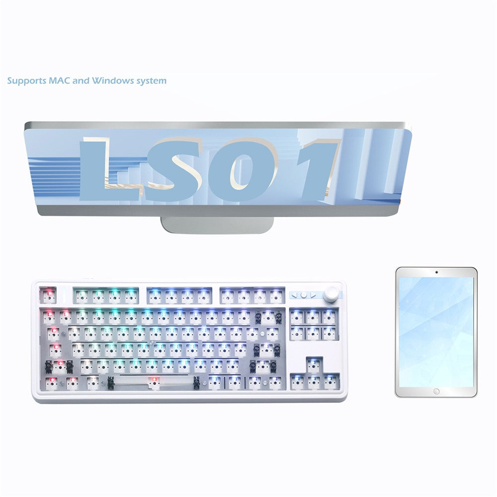 LS01 RGB Keyboard Kit Hot Swap Bluetooth+USB-C Wired+2.4G Wireless Mechanical Keyboard