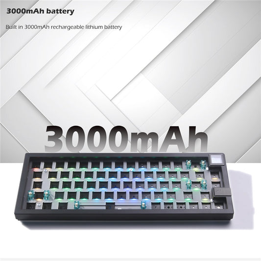 GMK67-S Hot Swappable Wireless+Wired+Bluetooth-compatible Keyboard Kit with Screen, RGB Backlight