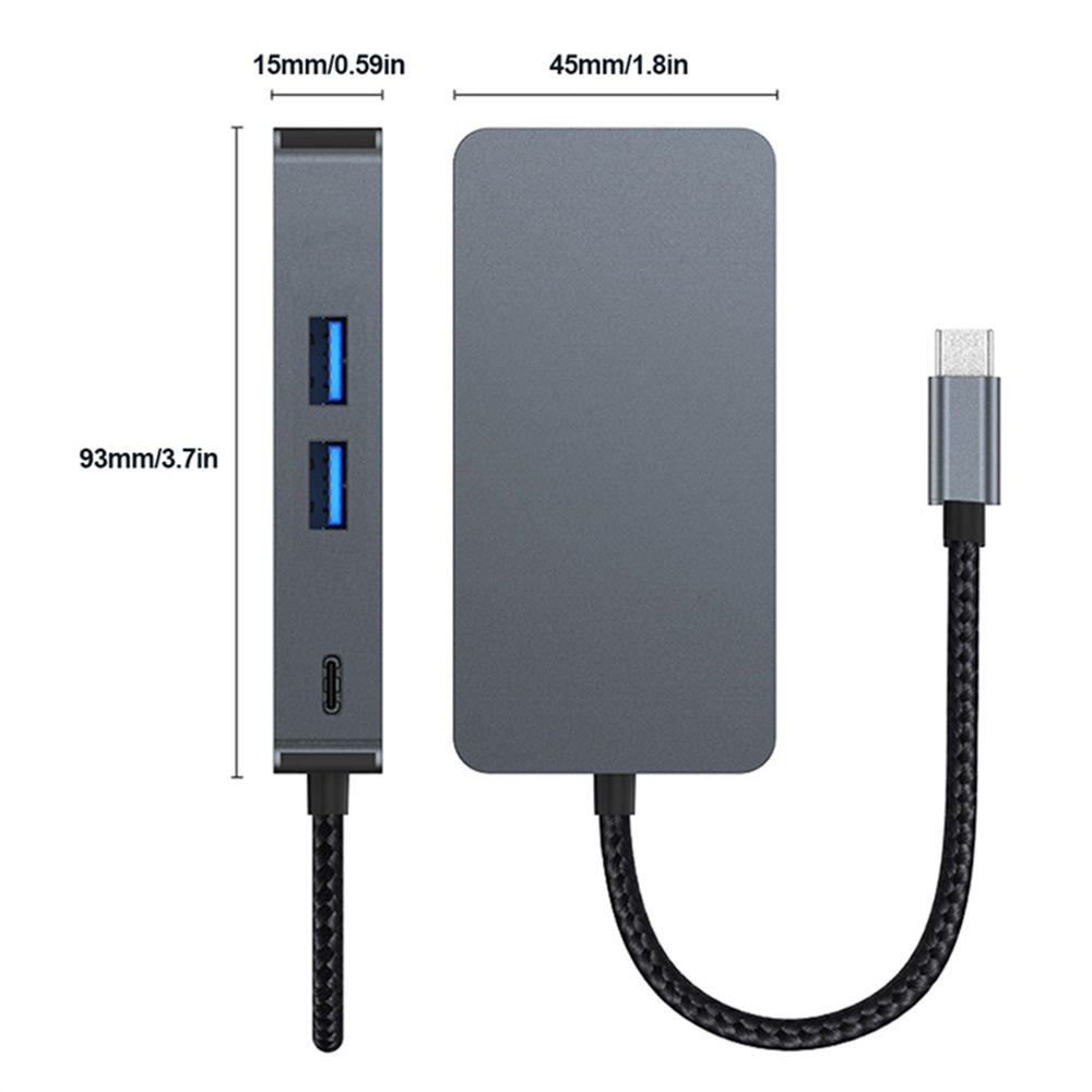2308 6-in-1 USB Hub Type-C to RJ45 Gigabit + USB3.2x3 + 4K 60Hz HD + PD 100W Type-C Adapter