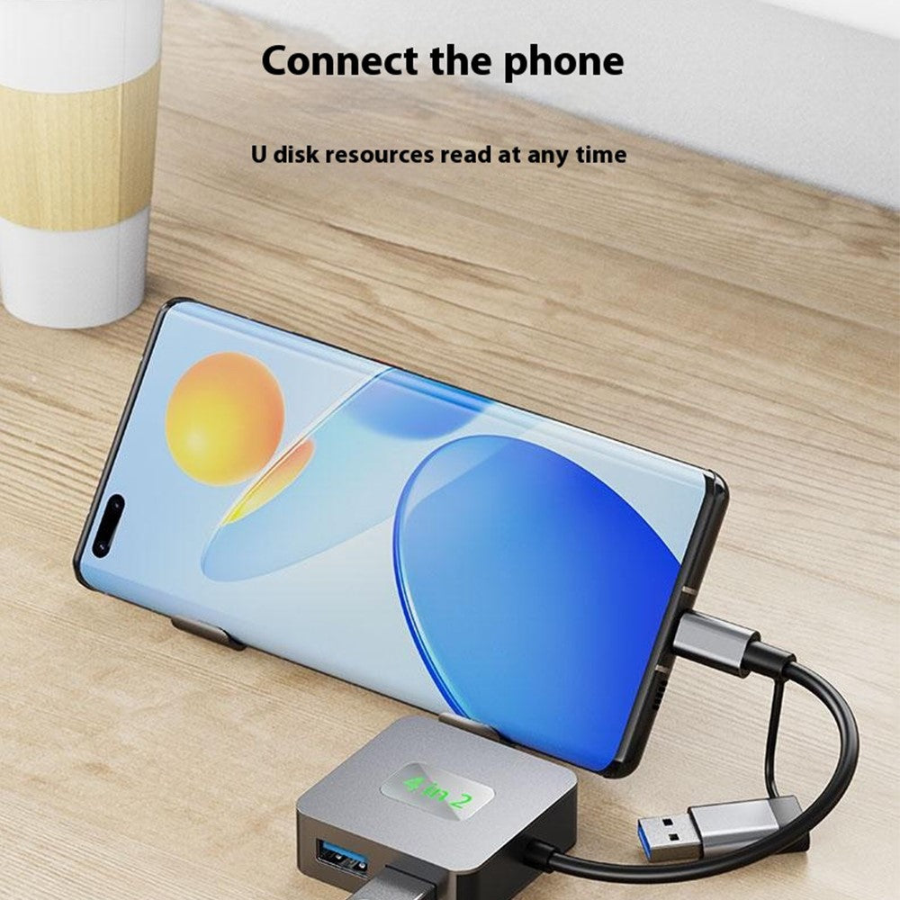 2320 USB+Type-C Expansion Hub to 4 X USB 3.2 Female Ports 10Gbps Data Transfer Adapter