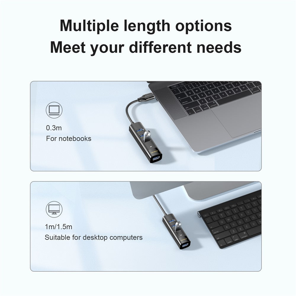 MINDPURE US022 1.5m USB-A to USB 3.0 4-Port Hub High Speed Data Transfer Laptop Docking Station