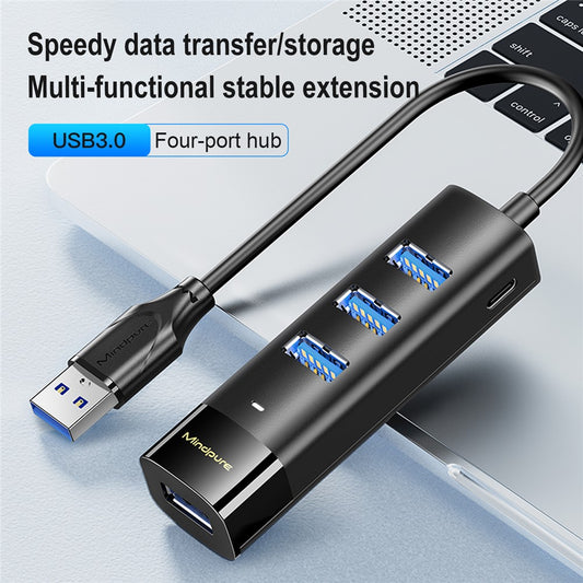 MINDPURE US022 1.5m USB-A to USB 3.0 4-Port Hub High Speed Data Transfer Laptop Docking Station