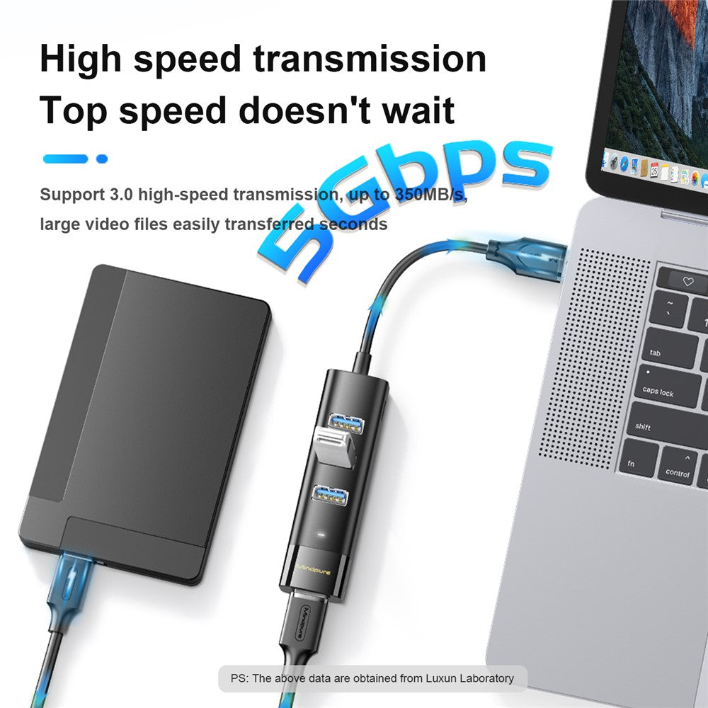 MINDPURE US022 1m USB-A to USB 3.0 4-Port Hub High Speed Data Transfer Laptop Docking Station