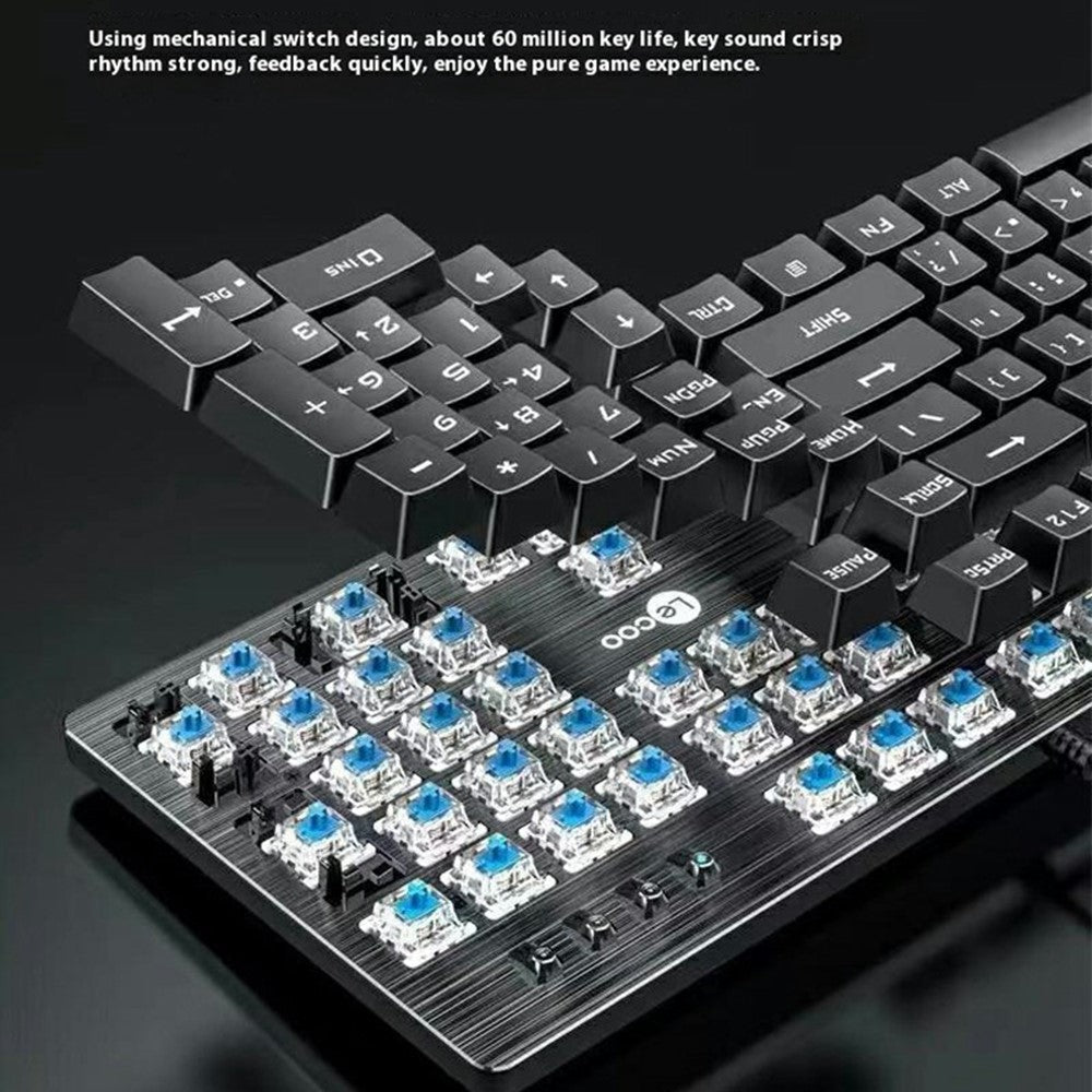 LENOVO LECOO GK302 USB Wired Mechanical Keyboard Colorful Backlit 104-Key Gaming Keyboard