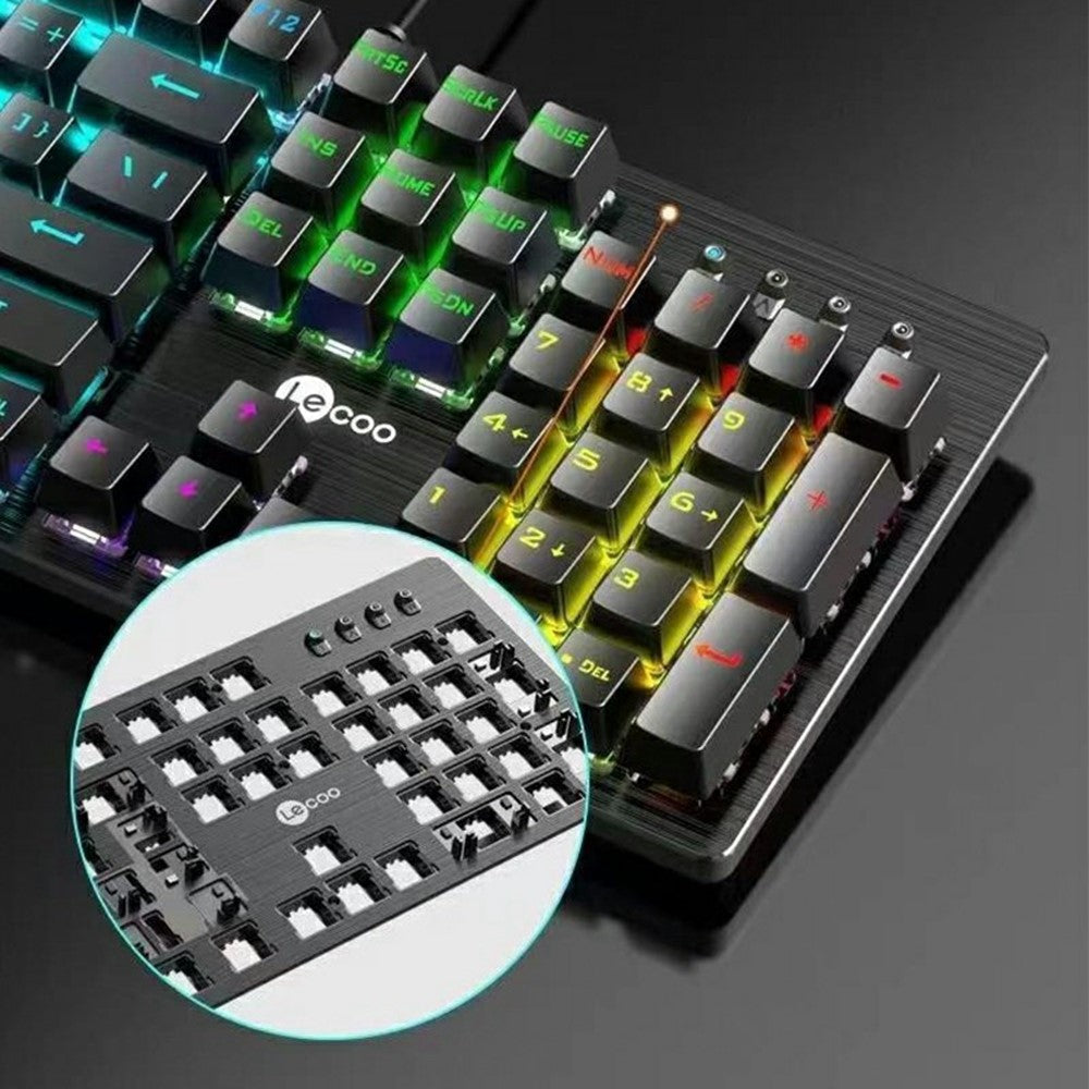 LENOVO LECOO GK302 USB Wired Mechanical Keyboard Colorful Backlit 104-Key Gaming Keyboard