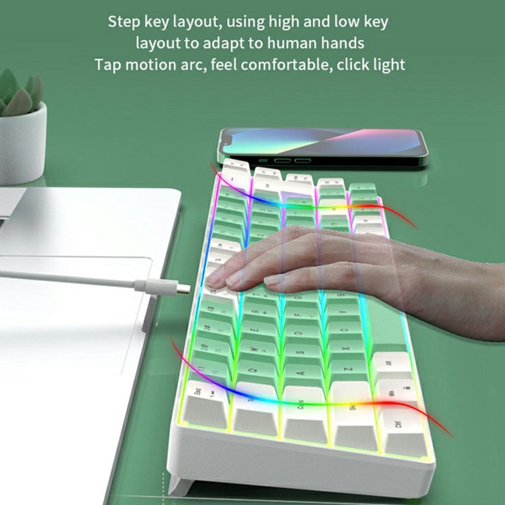 Y-FRUITFUL K701 68 Keys Wired Keyboard with RGB Light Mechanical Gaming Keyboard