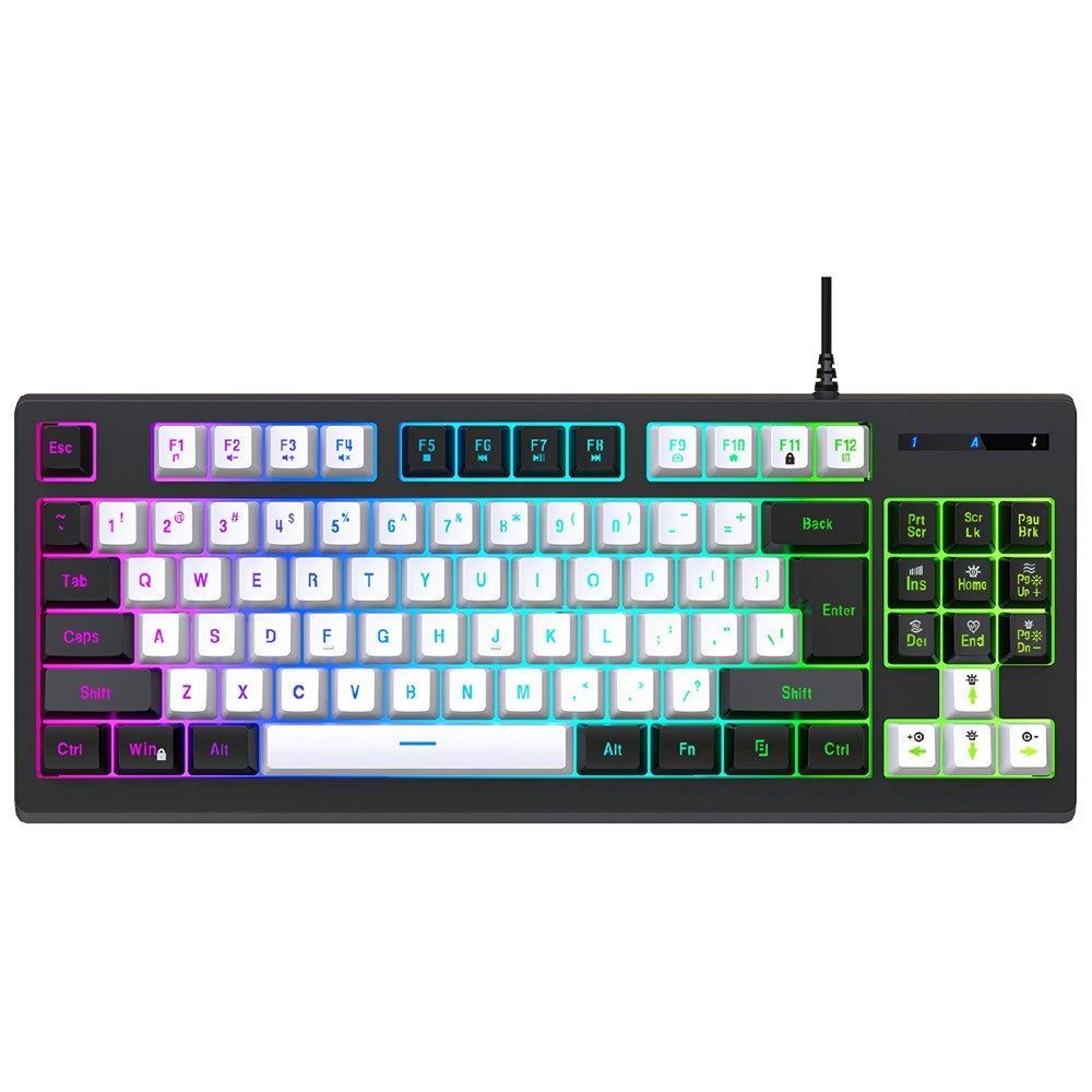 Y-FRUITFUL G69 Gaming Mechanical Feel Keyboard 87 Keys RGB Backlit USB Wired Esports Keyboard