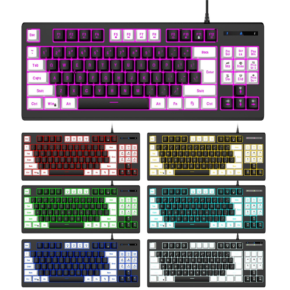 Y-FRUITFUL G69 Gaming Mechanical Feel Keyboard 87 Keys RGB Backlit USB Wired Esports Keyboard