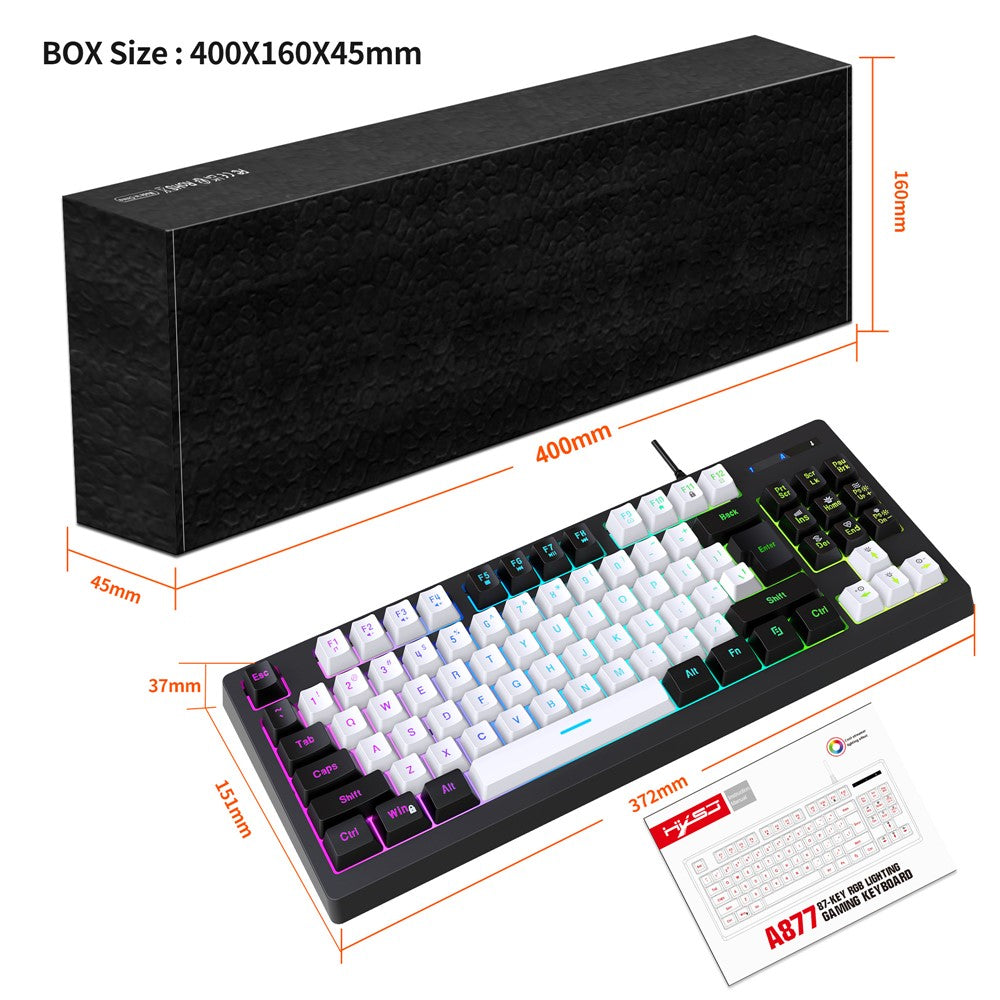 Y-FRUITFUL G69 Gaming Mechanical Feel Keyboard 87 Keys RGB Backlit USB Wired Esports Keyboard