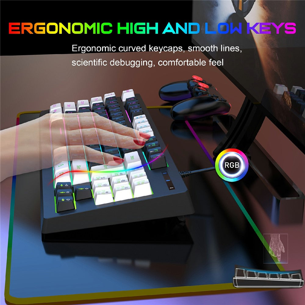 Y-FRUITFUL G69 Gaming Mechanical Feel Keyboard 87 Keys RGB Backlit USB Wired Esports Keyboard