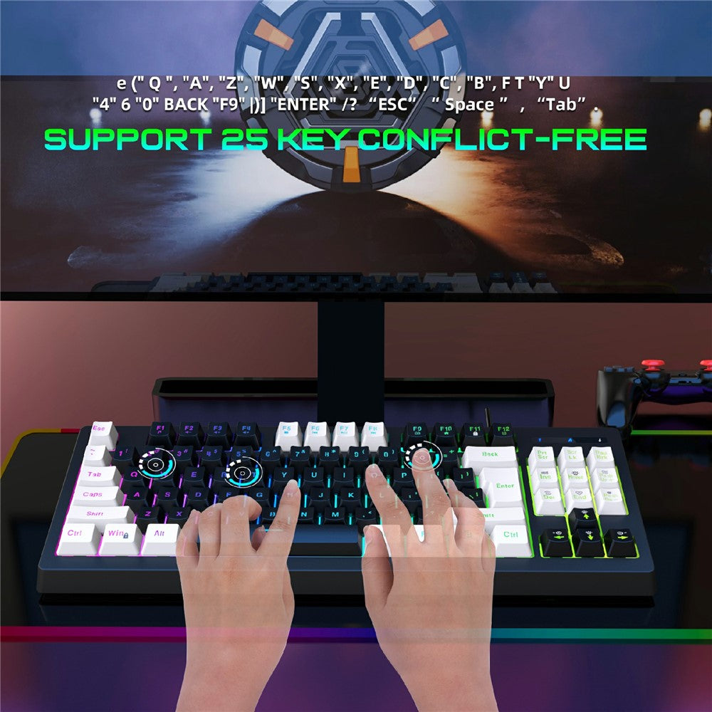 Y-FRUITFUL G69 Gaming Mechanical Feel Keyboard 87 Keys RGB Backlit USB Wired Esports Keyboard