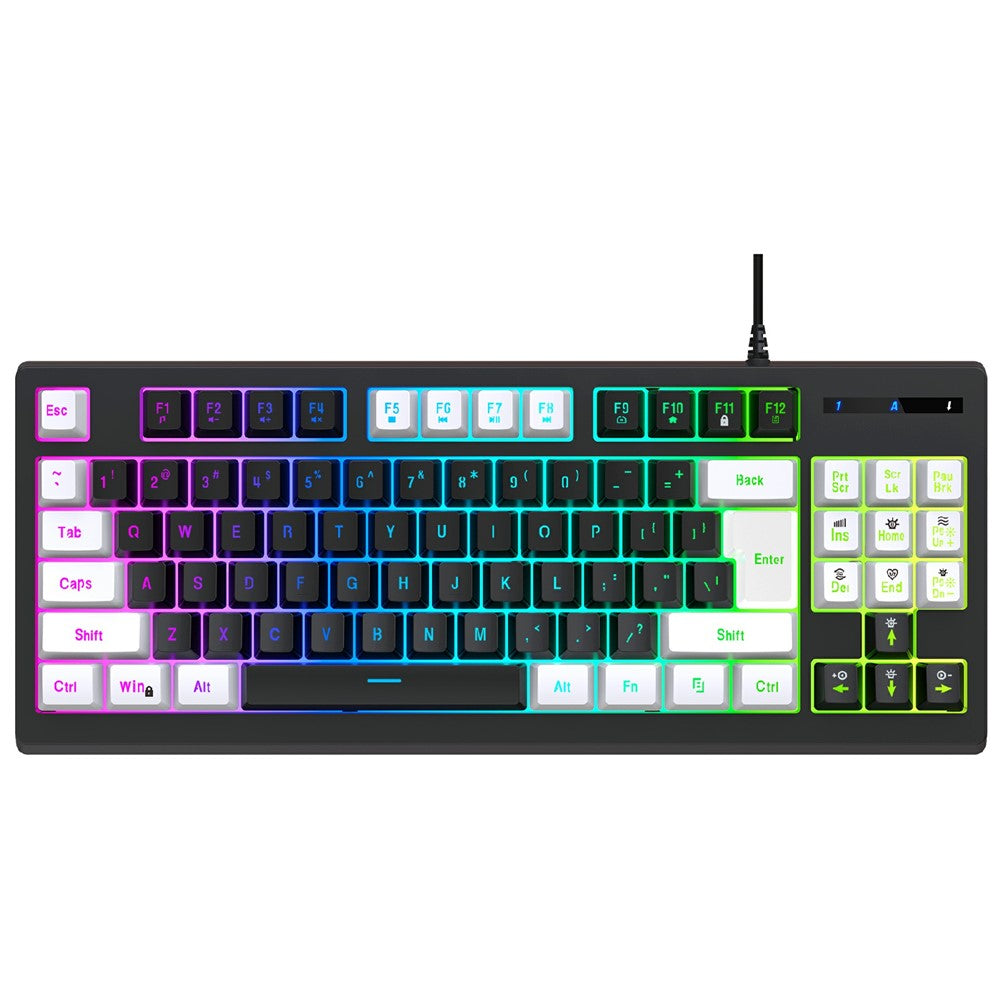 Y-FRUITFUL G69 Gaming Mechanical Feel Keyboard 87 Keys RGB Backlit USB Wired Esports Keyboard