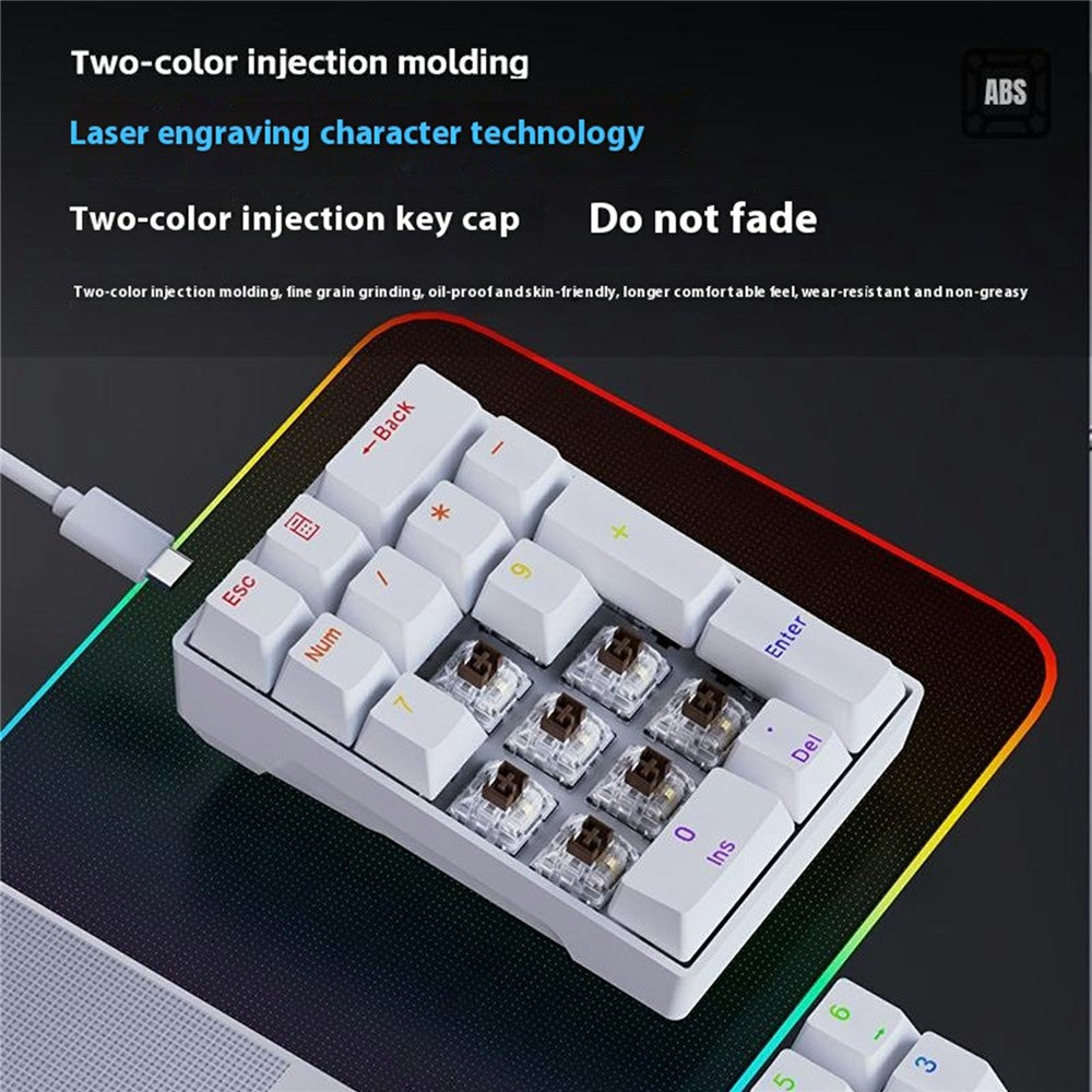 Y-FRUITFUL YF20 Laptop Mechanical Numeric Keypad 20 Keys RGB Backlit Wired External Mini Keyboard