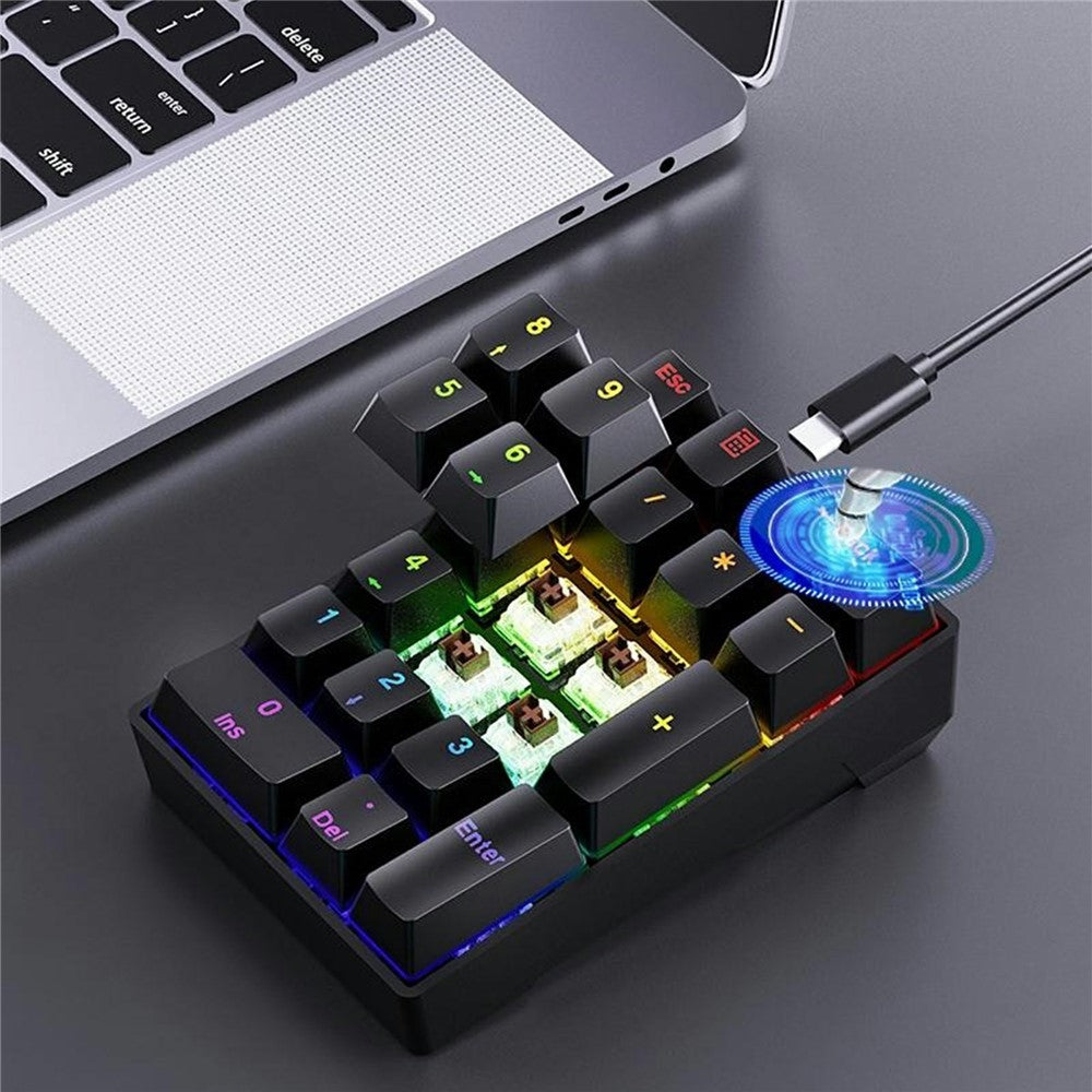 Y-FRUITFUL YF20 Laptop Mechanical Numeric Keypad 20 Keys RGB Backlit Wired External Mini Keyboard