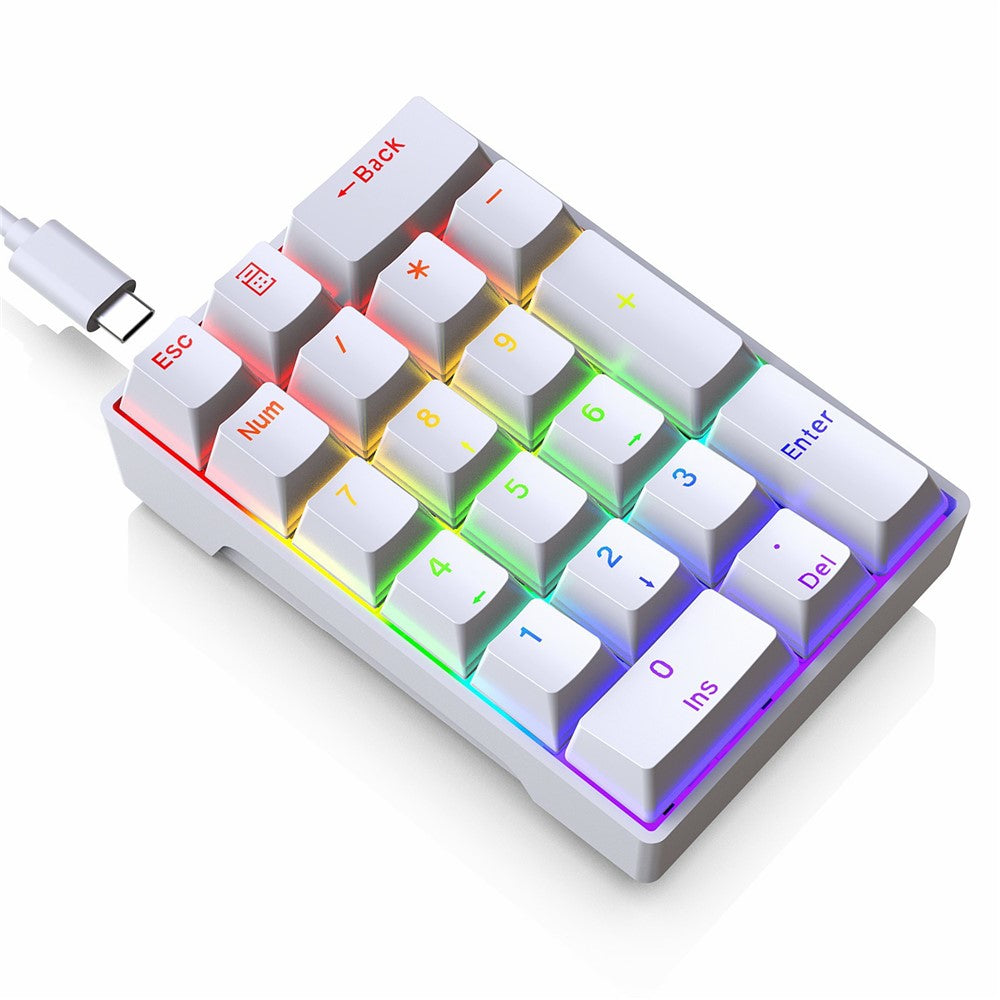 Y-FRUITFUL YF20 Laptop Mechanical Numeric Keypad 20 Keys RGB Backlit Wired External Mini Keyboard