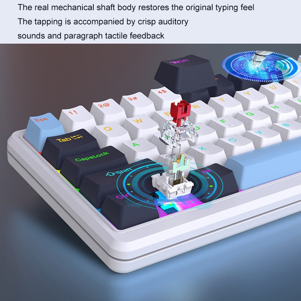 Y-FRUITFUL K78 Mechanical Keyboard 78 Keys RGB Backlit Wired Gaming Office Computer Keyboard