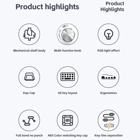 Y-FRUITFUL K78 Mechanical Keyboard 78 Keys RGB Backlit Wired Gaming Office Computer Keyboard