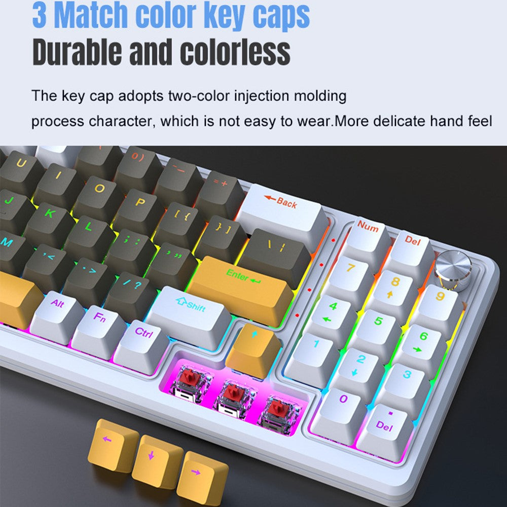Y-FRUITFUL K78 Mechanical Keyboard 78 Keys RGB Backlit Wired Gaming Office Computer Keyboard