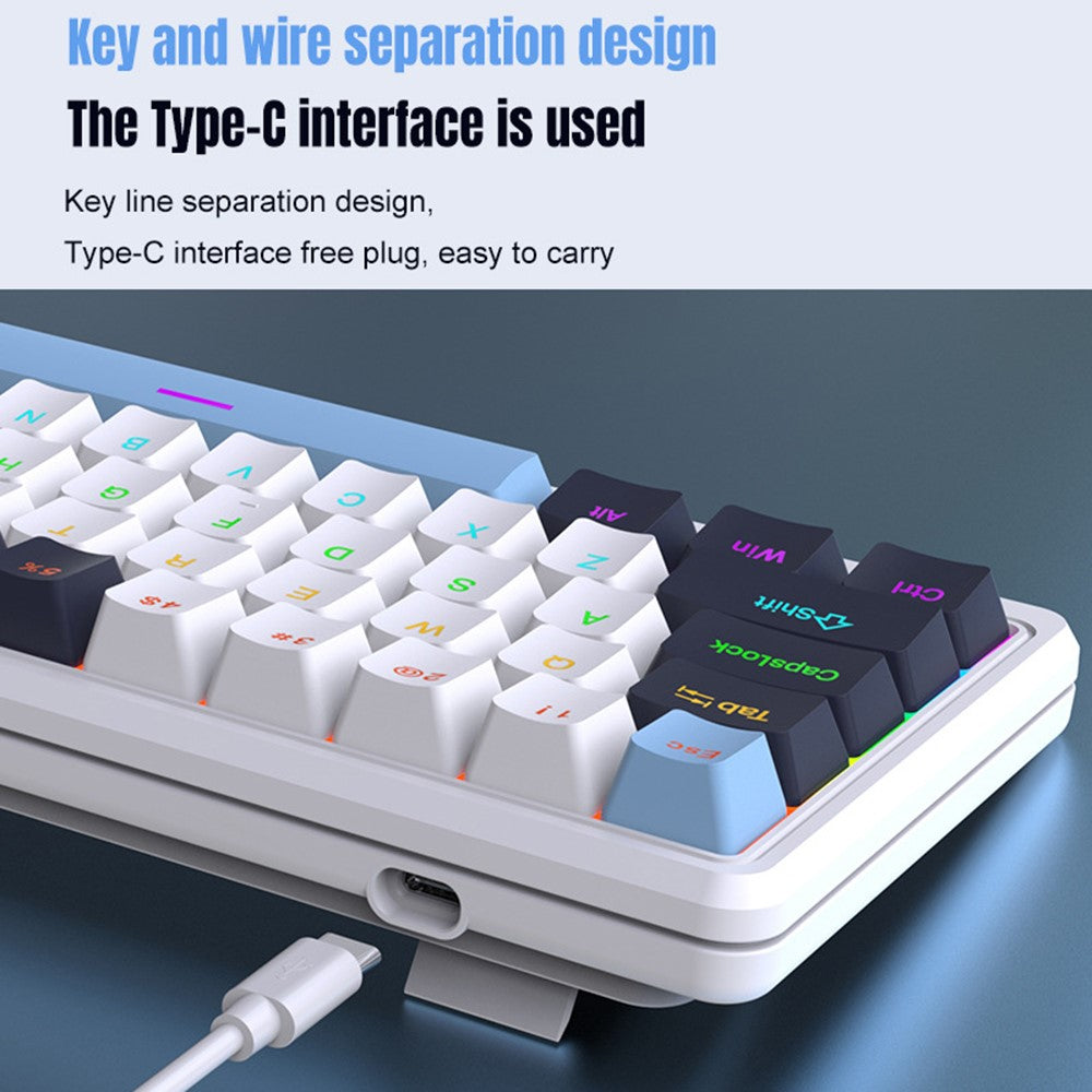 Y-FRUITFUL K78 Mechanical Keyboard 78 Keys RGB Backlit Wired Gaming Office Computer Keyboard
