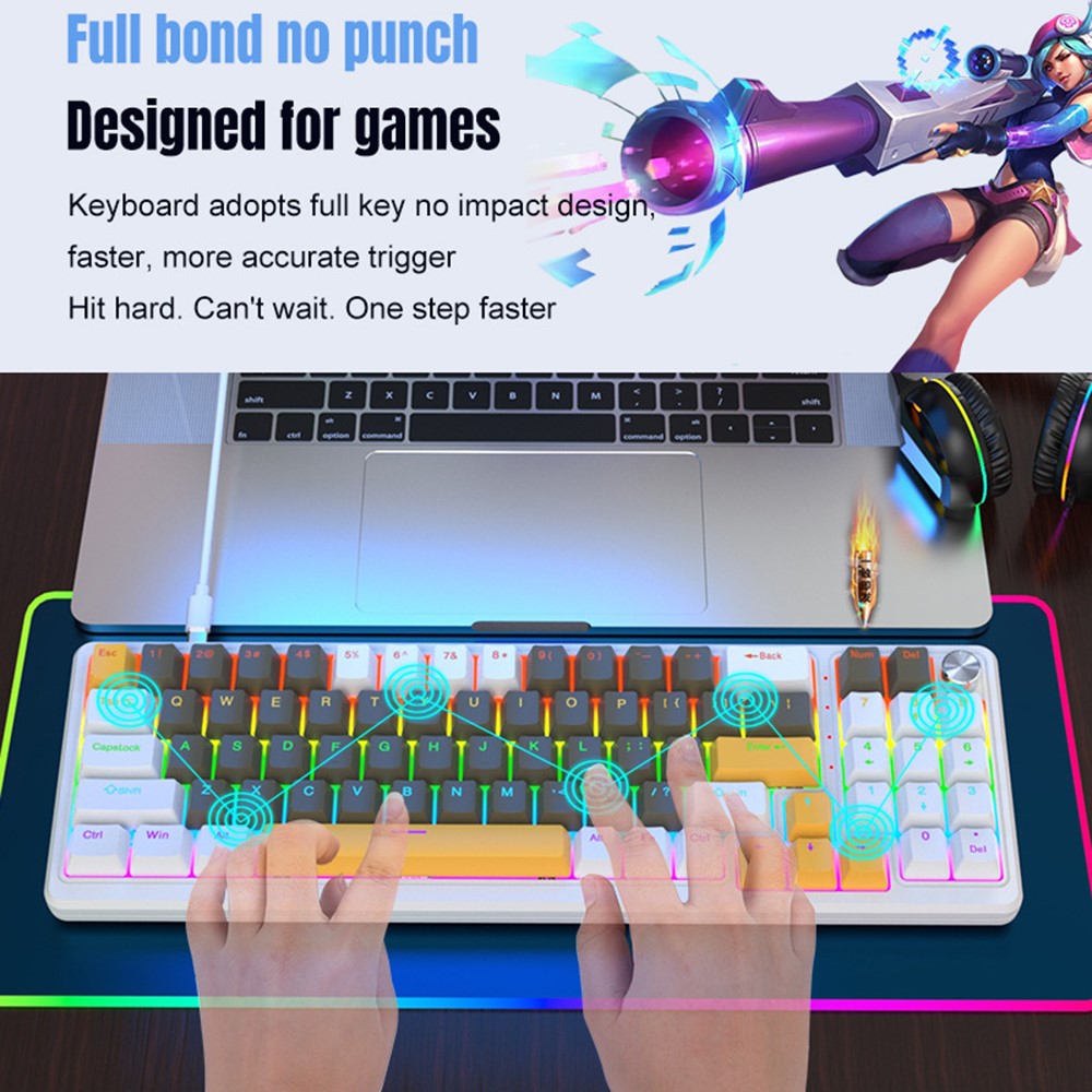 Y-FRUITFUL K78 Mechanical Keyboard 78 Keys RGB Backlit Wired Gaming Office Computer Keyboard
