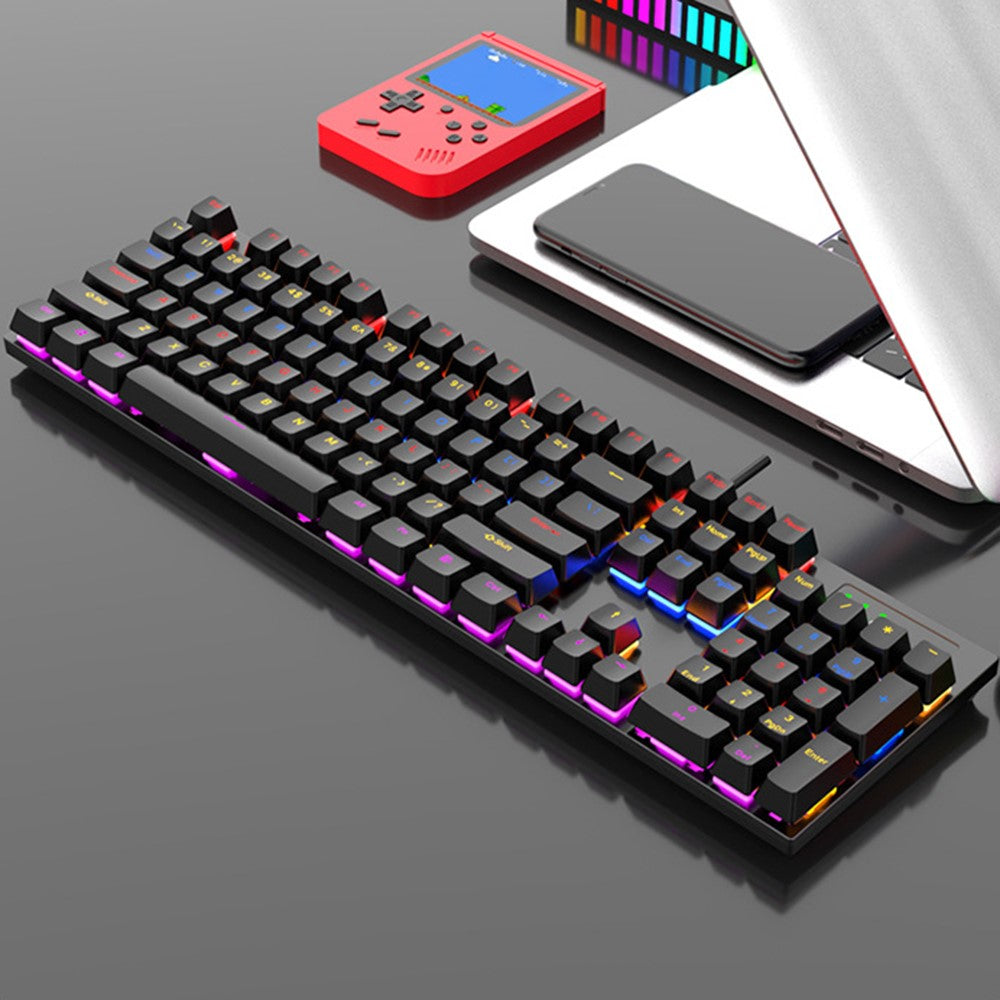 Y-FRUITFUL K104 Mechanical Keyboard Metal Cover Wired Keyboard for Gaming Home Office