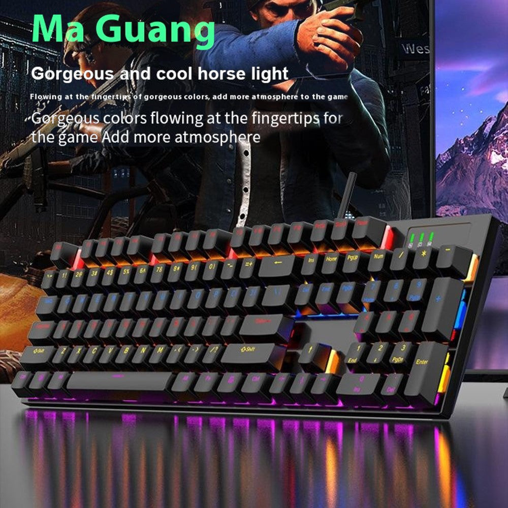 Y-FRUITFUL K104 Mechanical Keyboard Metal Cover Wired Keyboard for Gaming Home Office