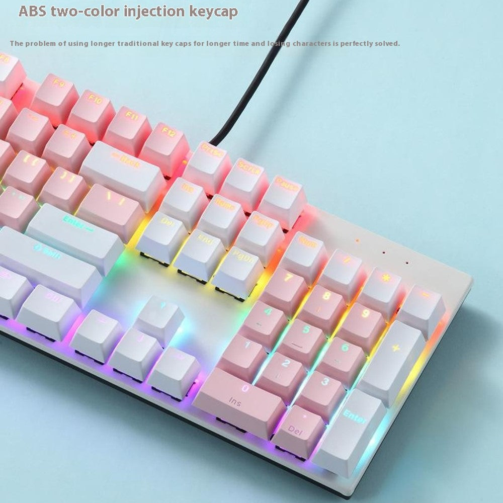 Y-FRUITFUL K135 104-Key RGB Mechanical Keyboard Gaming Office Waterproof Keyboard Blue Switches