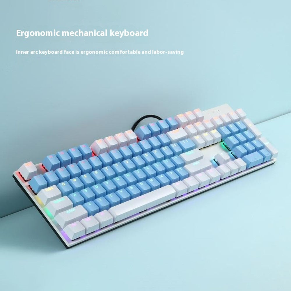 Y-FRUITFUL K135 104-Key RGB Mechanical Keyboard Gaming Office Waterproof Keyboard Blue Switches