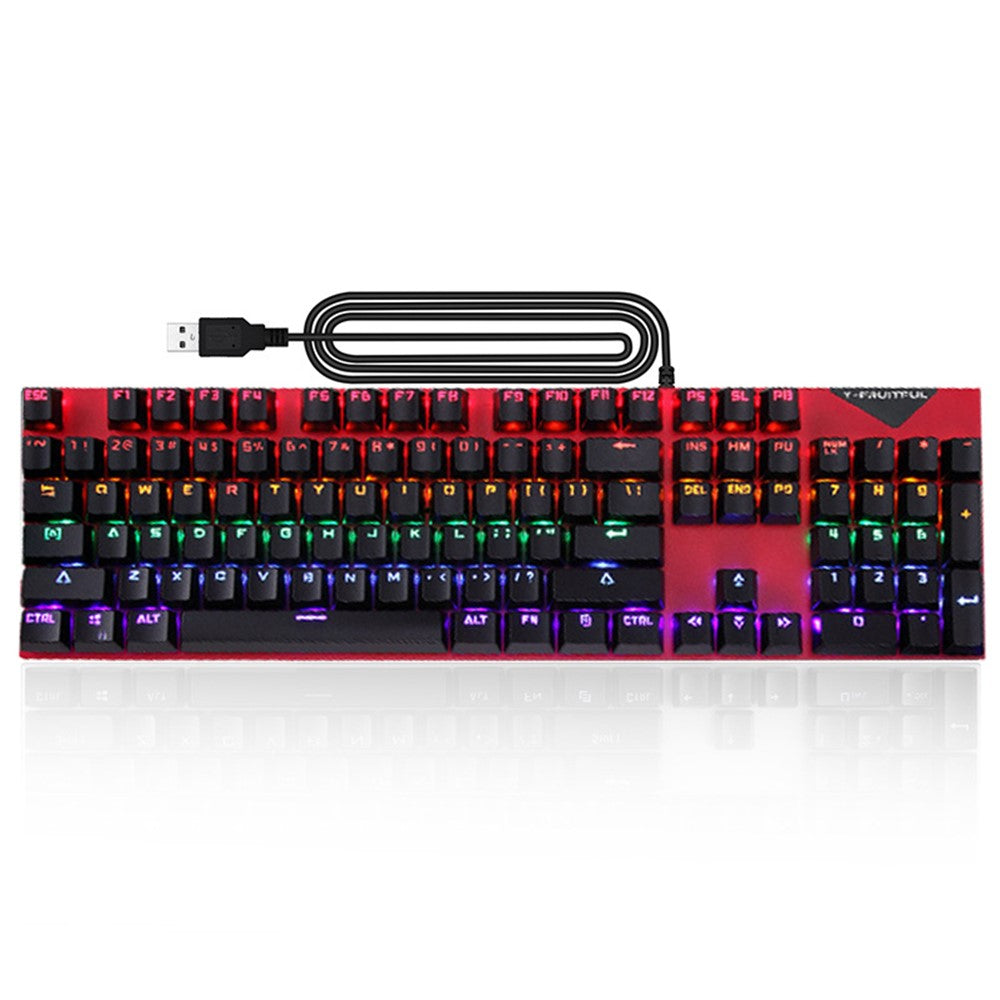 Y-FRUITFUL K137 Wired Mechanical Keyboard 104 Keys RGB Backlit Blue / Red Switch Gaming Keyboard