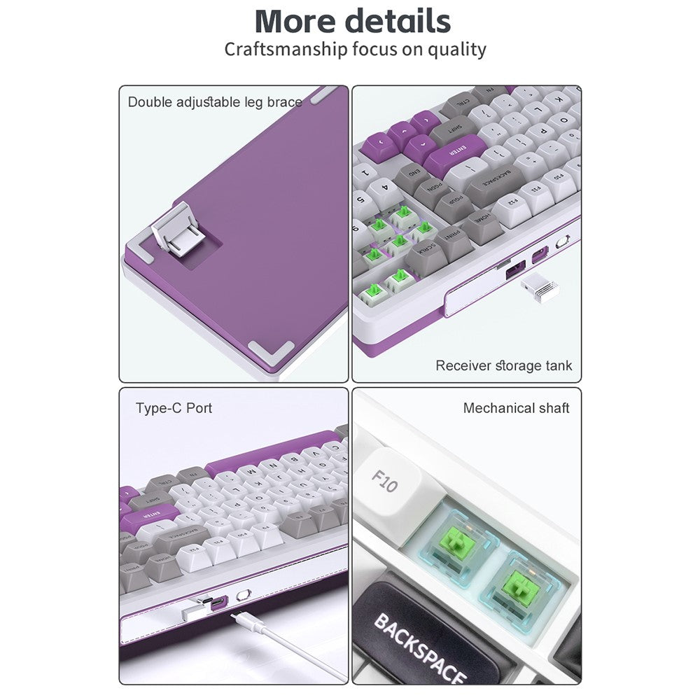 Y-FRUITFUL K102 102 Keys Tri-Mode Keyboard Gasket Structure Mechanical Gaming Keyboard with RGB Light