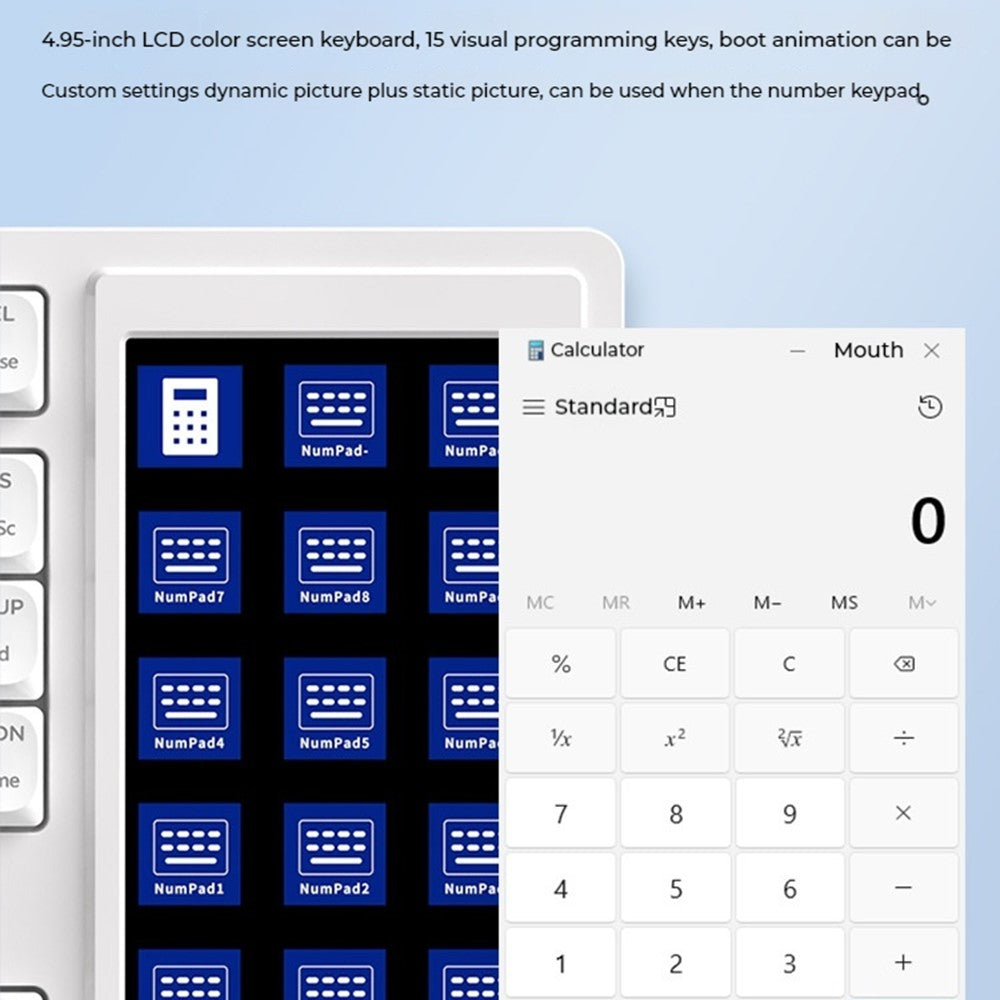 AJAZZ AKP815 81 Keys Low Profile Mechanical Keyboard with 4.95 Inch LCD Color Screen RGB Light Wired Keyboard