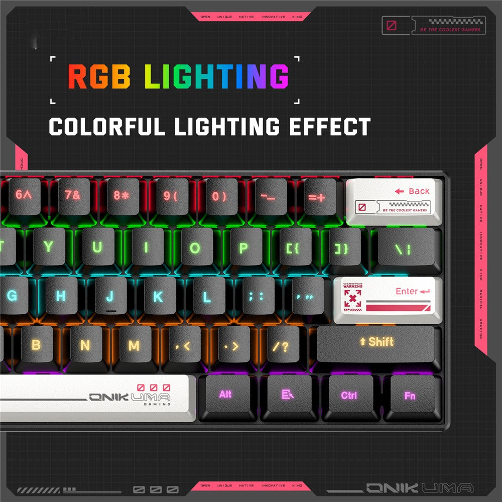 ONIKUMA G55 61 Keys Wired Keyboard with RGB Light Mechanical Gaming Keyboard for PC / Mac / Linux