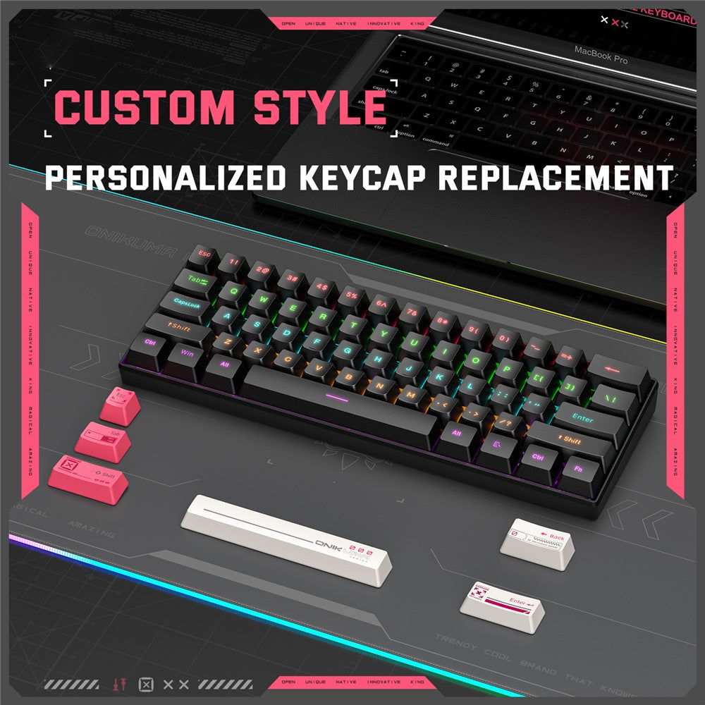 ONIKUMA G55 61 Keys Wired Keyboard with RGB Light Mechanical Gaming Keyboard for PC / Mac / Linux