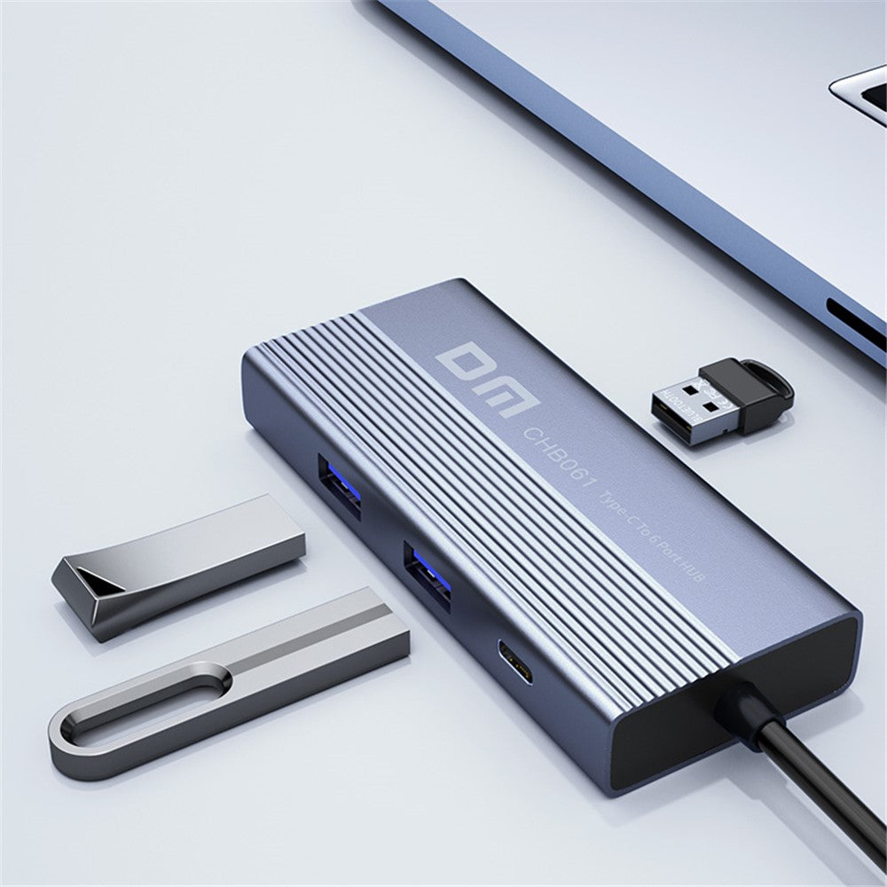 DM CHB061 Type-C Hub Aluminum Alloy USB Docking Station with Gigabit Ethernet / HD / PD Charging