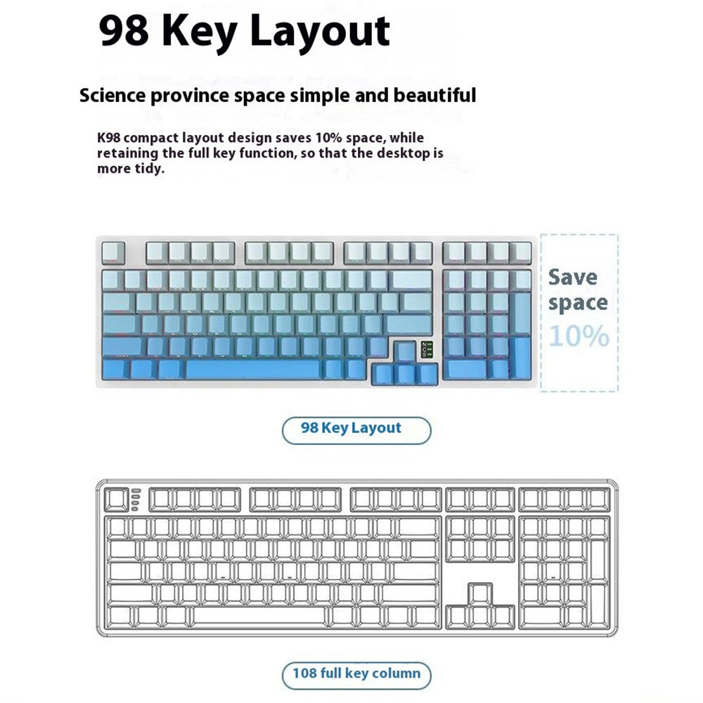 Y-FRUITFUL K98Pro 98 Keys Mechanical Keyboard Triple Mode Hot Swappable Gaming Keyboard with RGB Backlit