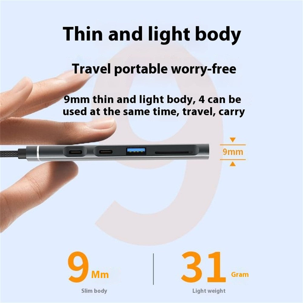 CHB025S USB-C Hub USB-A Multiport Docking Station with USB 2.0, 2xUSB-C SD / TF Card Reader for Laptop / PC