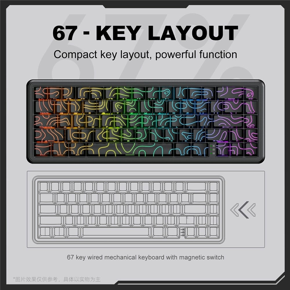 ONIKUMA G67 Wired Magnetic Axis Mechanical Keyboard 67 Keys Anti-Ghosting Hot-Swappable for Gaming / Office
