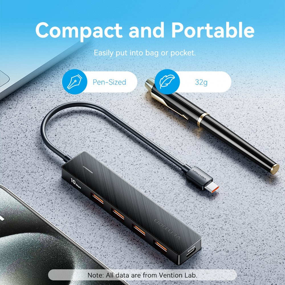 VENTION CHJBB USB 3.2 Gen 2 Hub 10Gbps Data Transfer 4 USB A + 1 Type C Docking Station