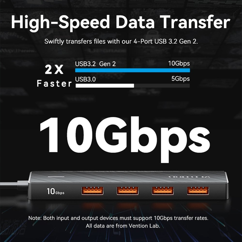 VENTION CHJBB USB 3.2 Gen 2 Hub 10Gbps Data Transfer 4 USB A + 1 Type C Docking Station