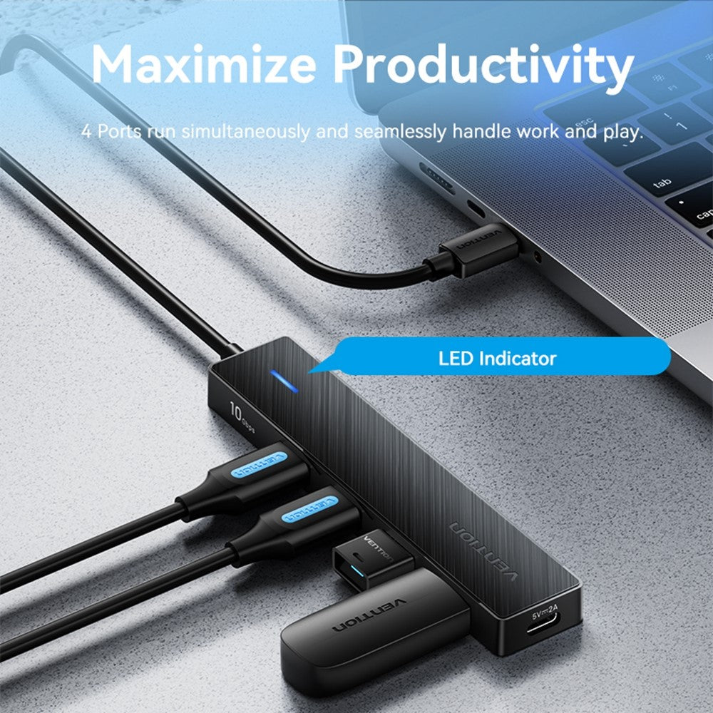VENTION CHJBB USB 3.2 Gen 2 Hub 10Gbps Data Transfer 4 USB A + 1 Type C Docking Station