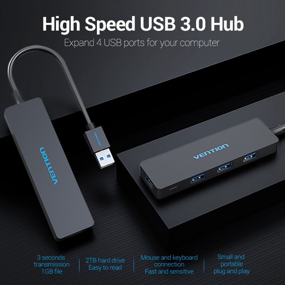 VENTION CHKBB 4 Ports USB 3.0 Hub High Speed Data Transfer Docking Station for Desktop PC / Laptop