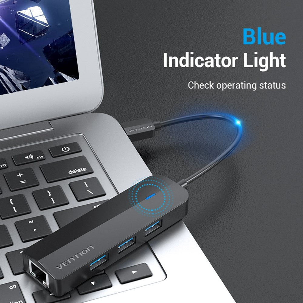 VENTION CHNBB 5 in 1 USB Hub USB 3.0 x 3 + Gigabit Ethernet Docking Station with Micro USB Power Port