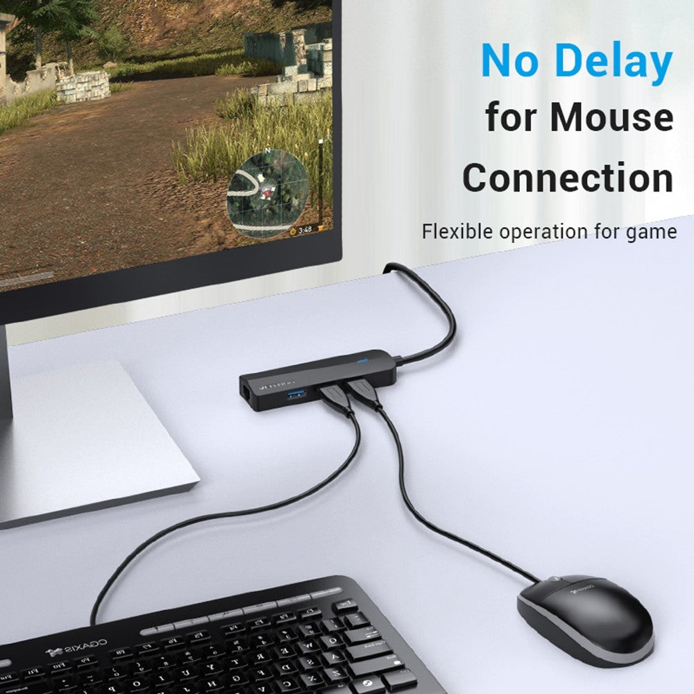 VENTION CHNBB 5 in 1 USB Hub USB 3.0 x 3 + Gigabit Ethernet Docking Station with Micro USB Power Port