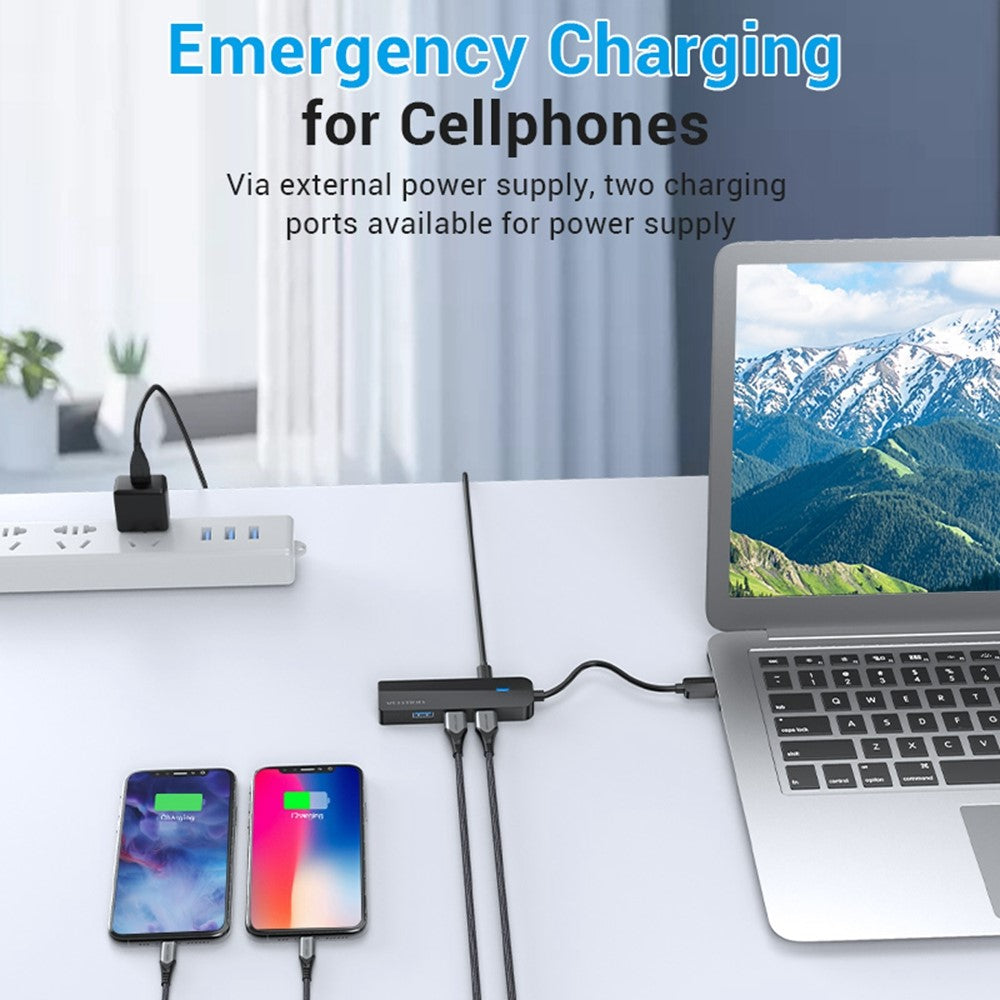 VENTION CHNBB 5 in 1 USB Hub USB 3.0 x 3 + Gigabit Ethernet Docking Station with Micro USB Power Port