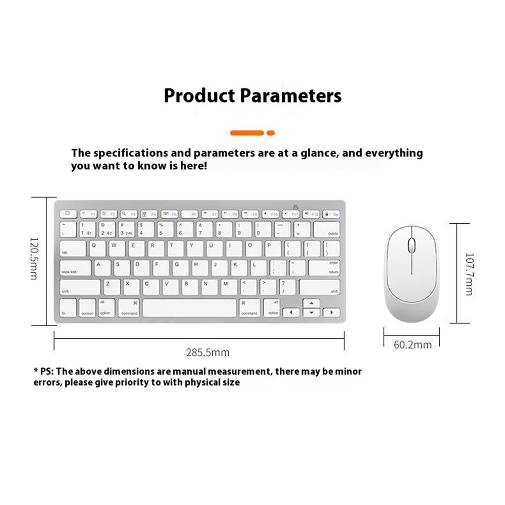 B666+MS-800 Wireless Bluetooth-Compatible Silent Keyboard and Mouse Set for iOS  /  Android  /  Windows