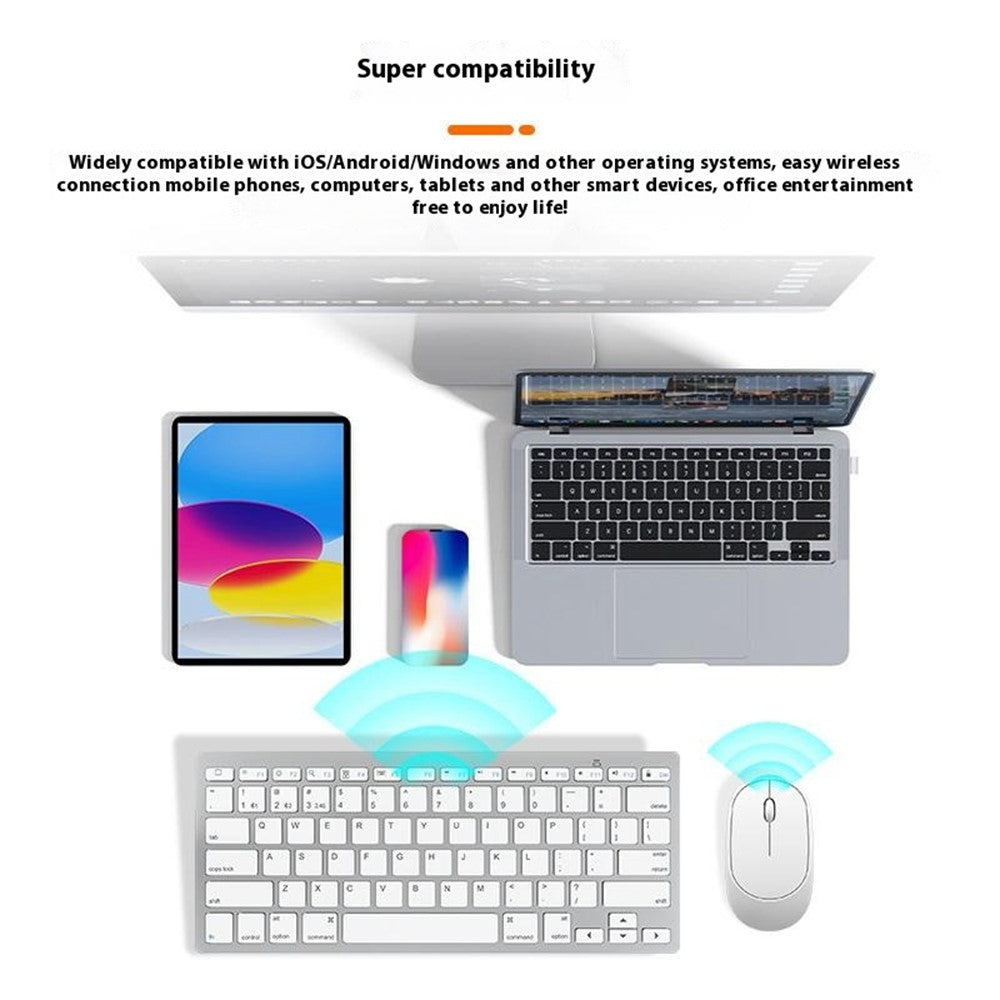 B666+MS-800 Wireless Bluetooth-Compatible Silent Keyboard and Mouse Set for iOS  /  Android  /  Windows